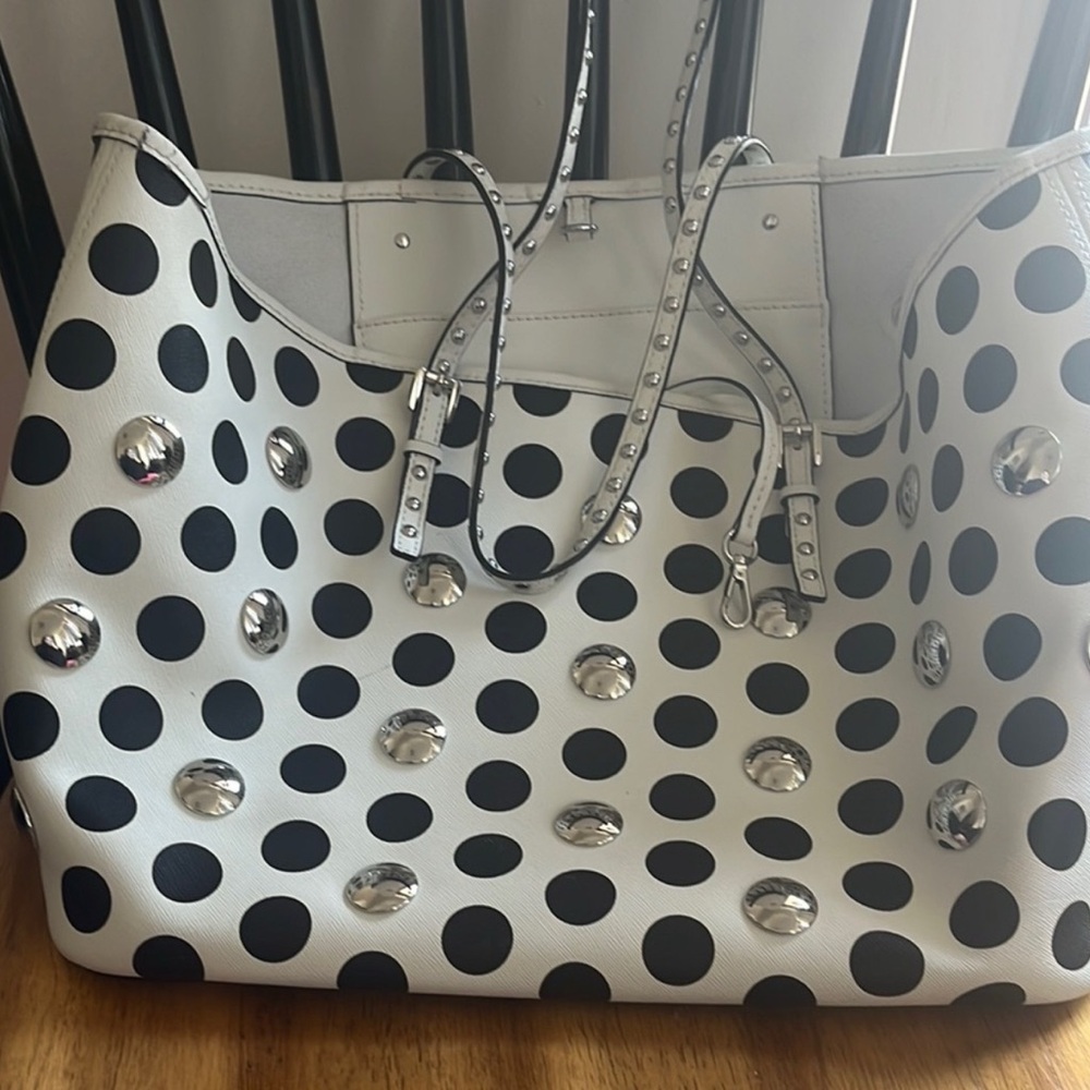 Michael Kors Black and White Polka Dot Tote